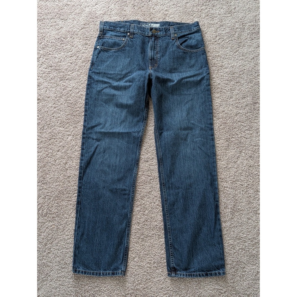 Carhartt Relaxed Straight Jeans Mens 35x32 BD5119-M 5 Pocket Denim NWT